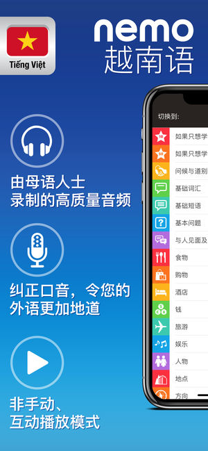 Nemo 越南语 － 为iPhone和iPad而设计的免费越南语学习应用程序