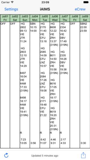 iAIMS Crew Roster Viewer